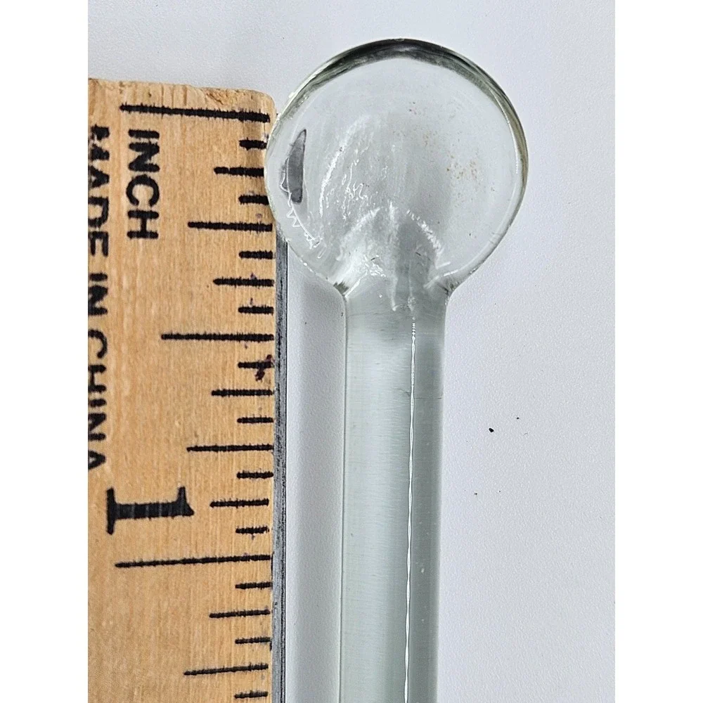 VINTAGE Set of‎ 8 Clear Glass Stirrers with Round RED Ends Cocktail Drink Mixers
